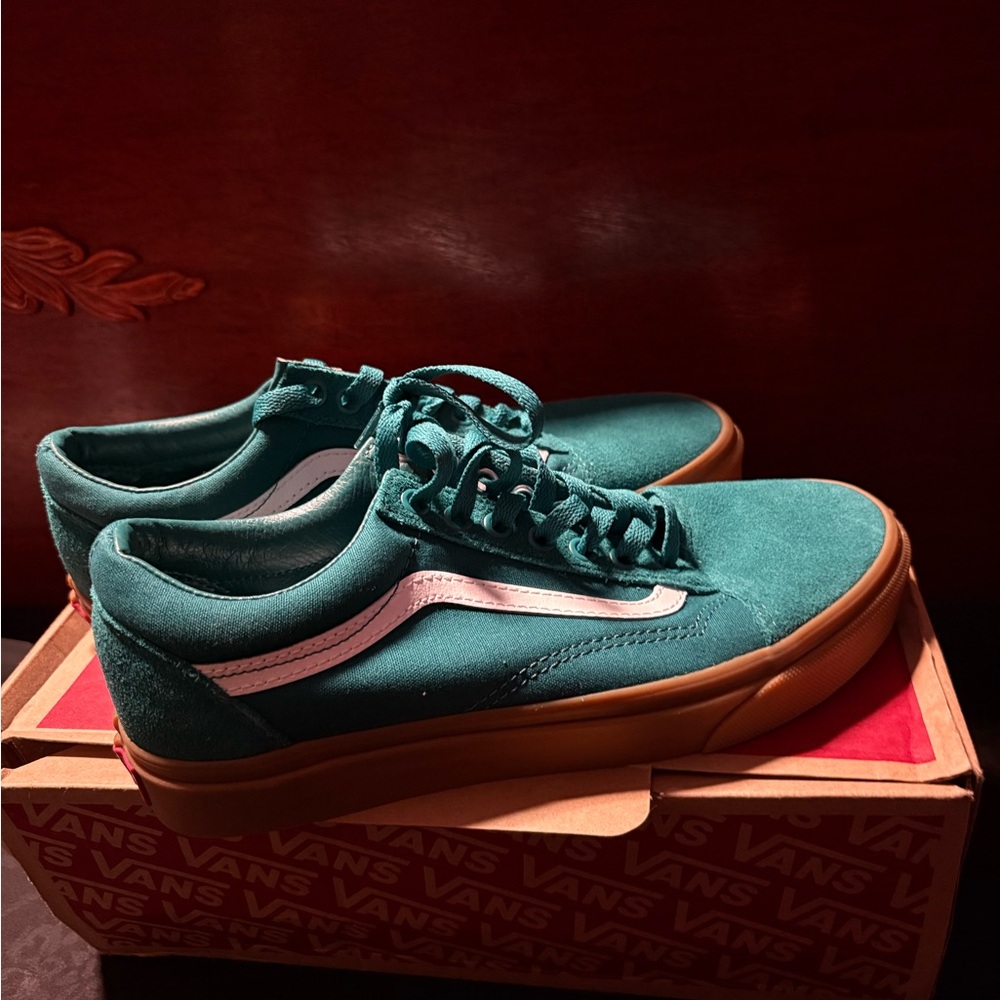 Vans Green Sneakers with White Stripe - Brand New
